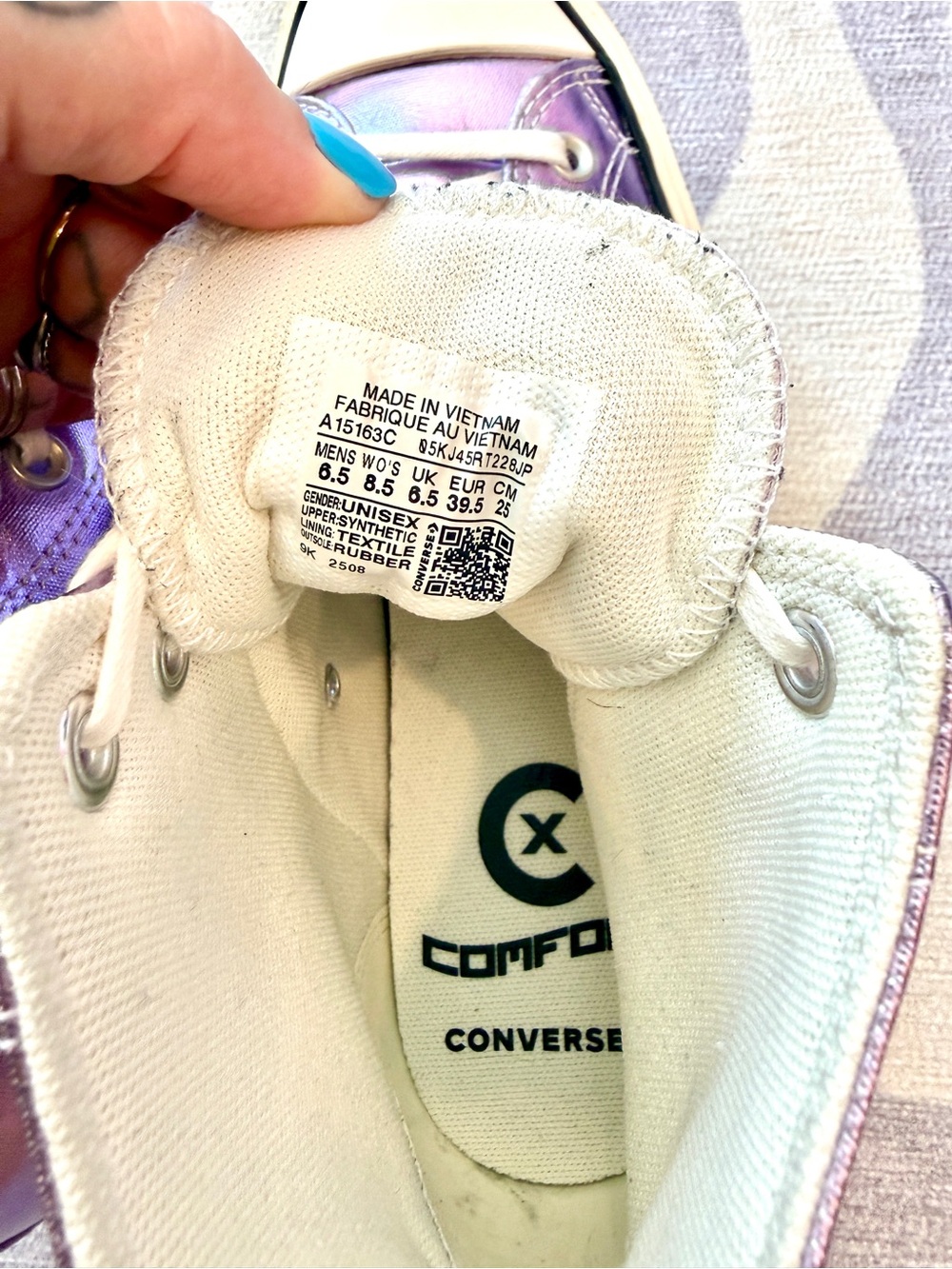 Converse Chuck Taylor All Star Lift Double Stack Hi Metallic Purple Lilac 8.5 - Picture 7 of 7